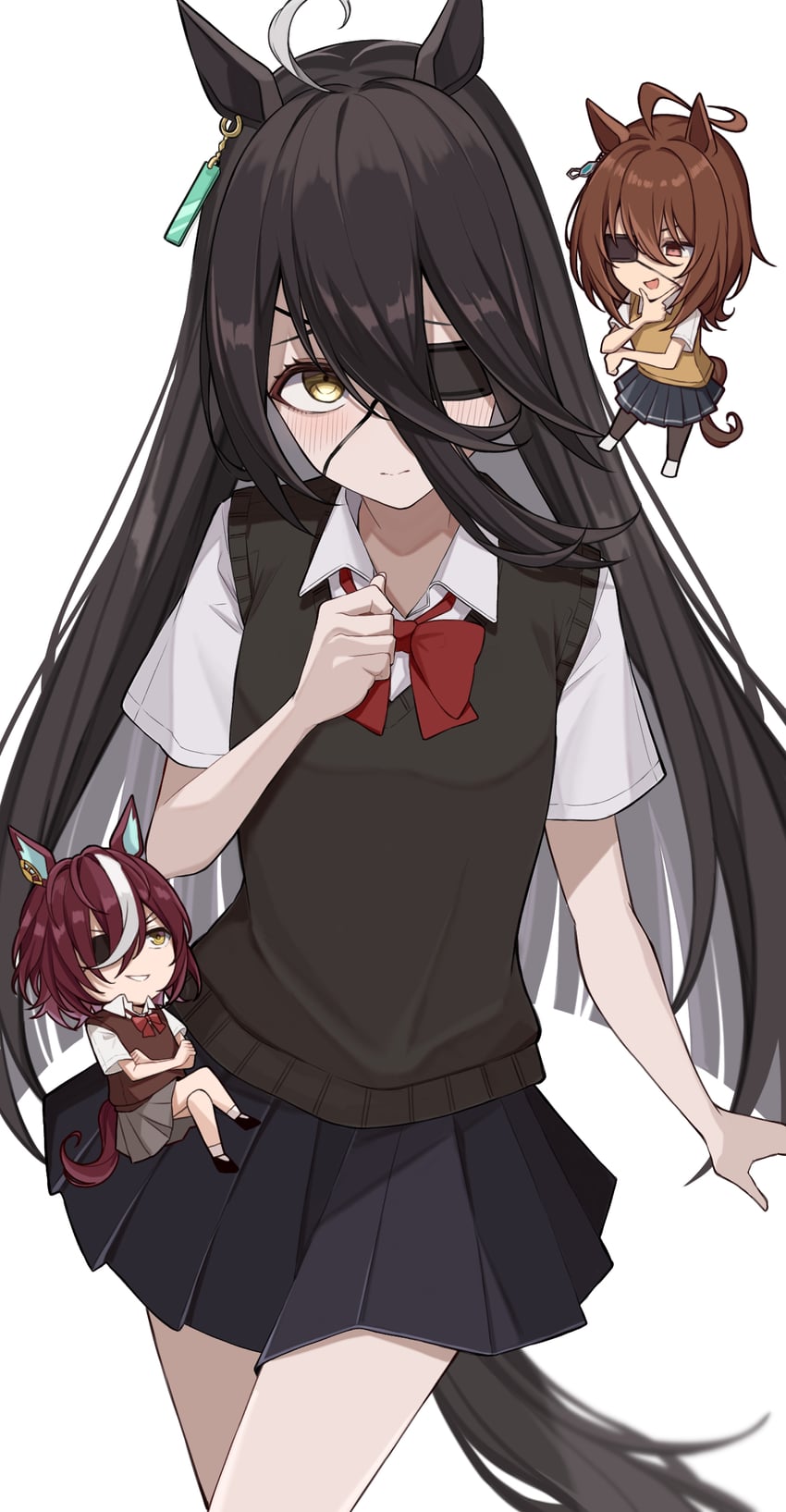 agnes tachyon, manhattan cafe, and tanino gimlet (umamusume) drawn by nagaburo_imoni