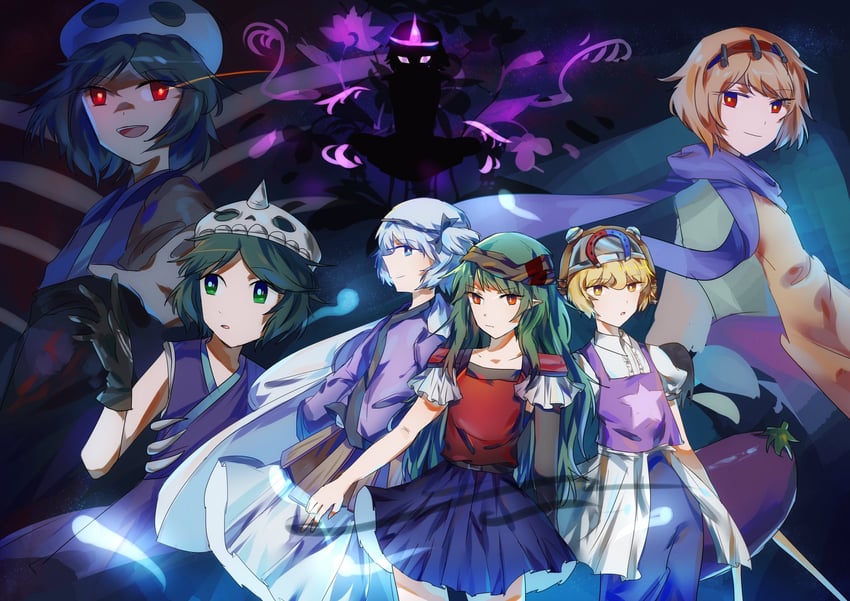 zuifeng tenkai, fujiwara no iyozane, taira no fumikado, shion, kitsugai sese, and 2 more (len'en and 1 more) drawn by 21scorpii