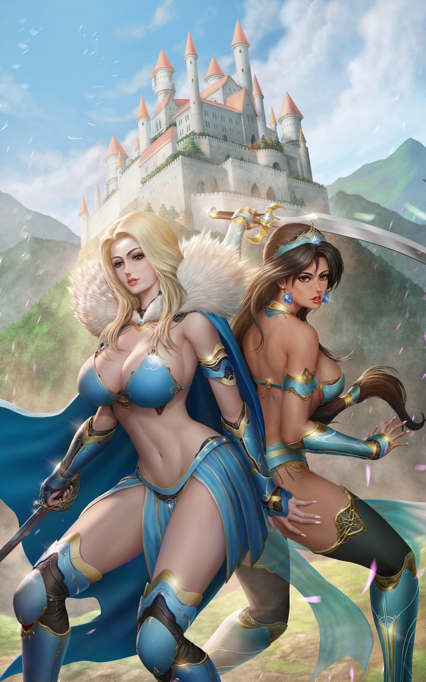 jasmine and cinderella (aladdin and 2 more) drawn by chrisnfy85