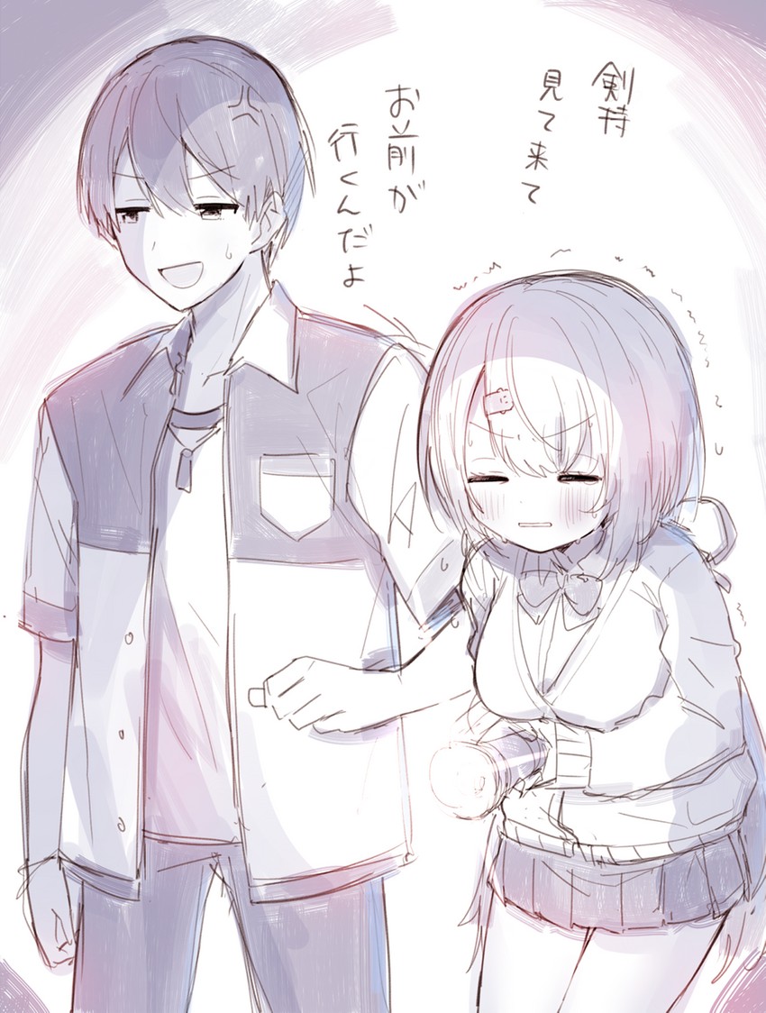 shiina yuika and kenmochi touya (nijisanji) drawn by ksk_(semicha_keisuke)
