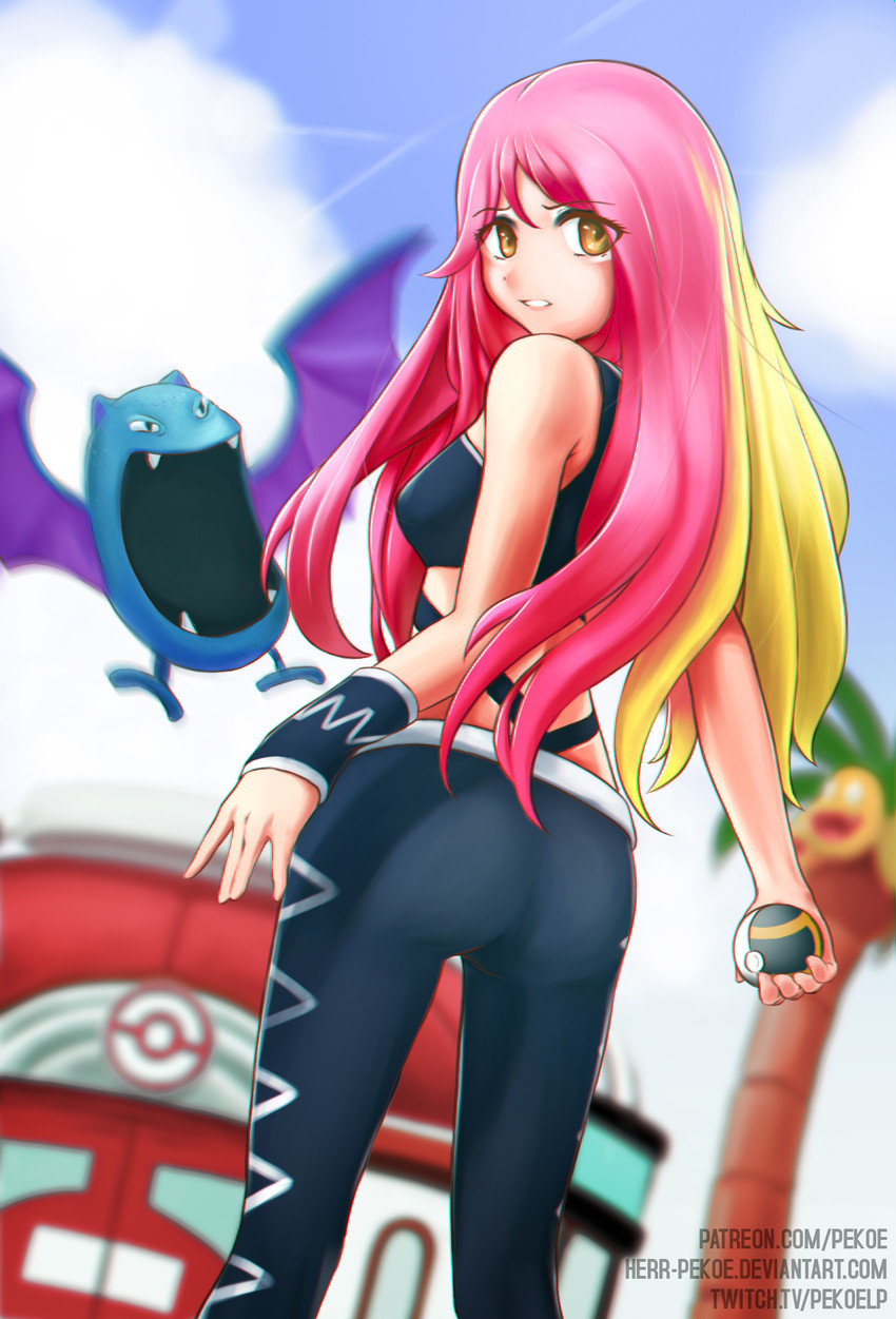 alolan exeggutor, golbat, and plumeria (pokemon and 1 more) drawn by hentea