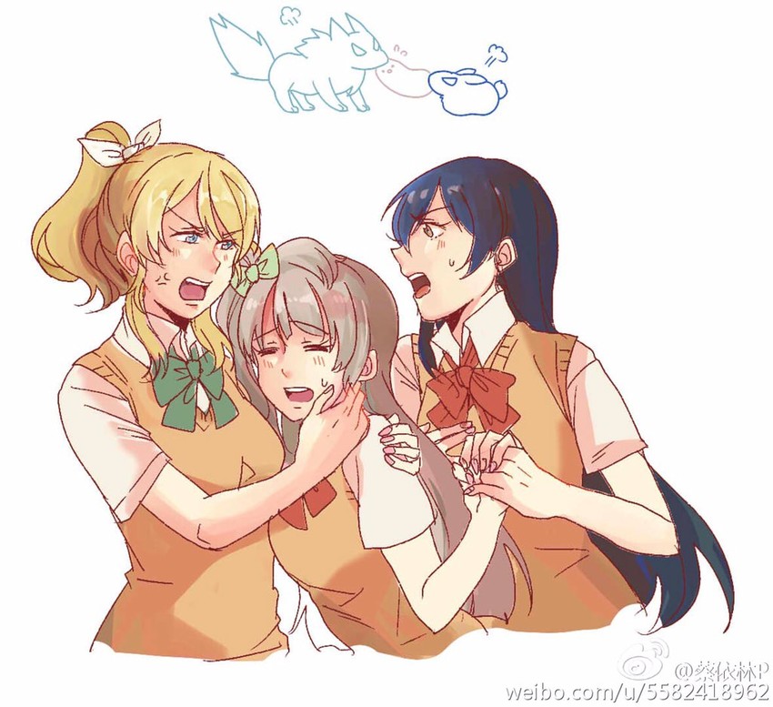 sonoda umi, ayase eli, and minami kotori (love live! and 1 more) drawn by cai_yi_linzi