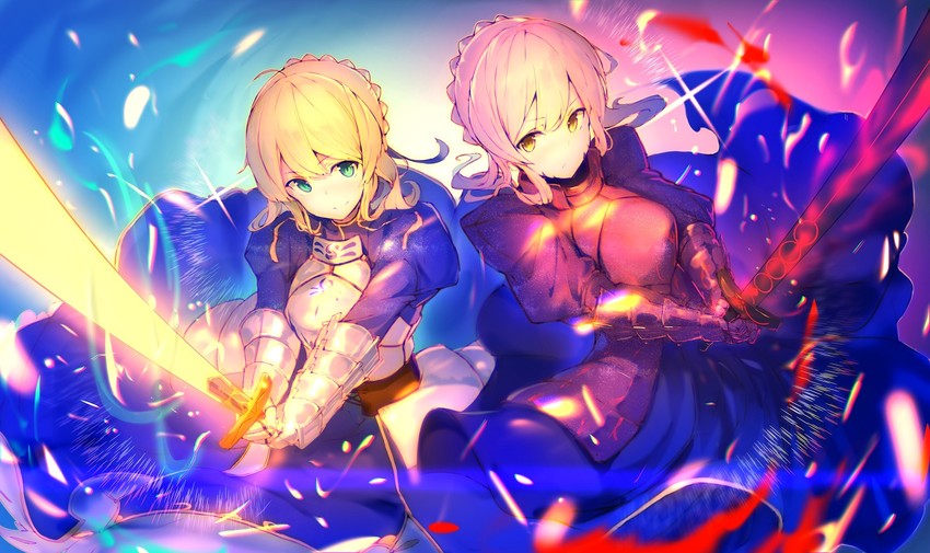 artoria pendragon, saber, and saber alter (fate and 2 more) drawn by enj!
