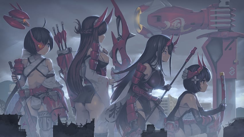suzuki seifung, shiranui, morimura kinosuke, and kuriyama seiran (haze/reverb) drawn by ebizome