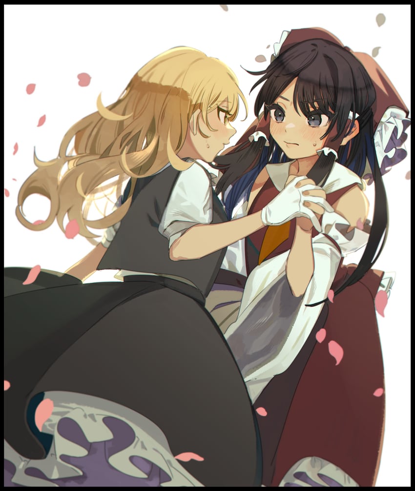 hakurei reimu and kirisame marisa (touhou) drawn by shi_chimi