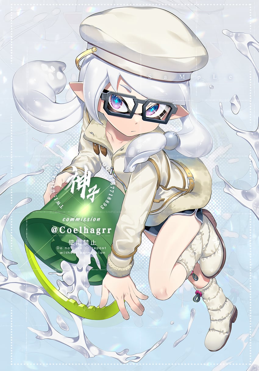 inkling player character and inkling girl (splatoon and 1 more) drawn by jinkoika