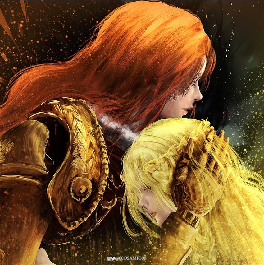 malenia blade of miquella and miquella (elden ring) drawn by 00osamio00