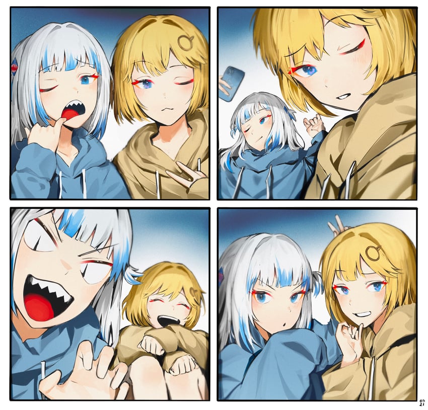gawr gura and watson amelia (hololive and 1 more) drawn by odyssey_21