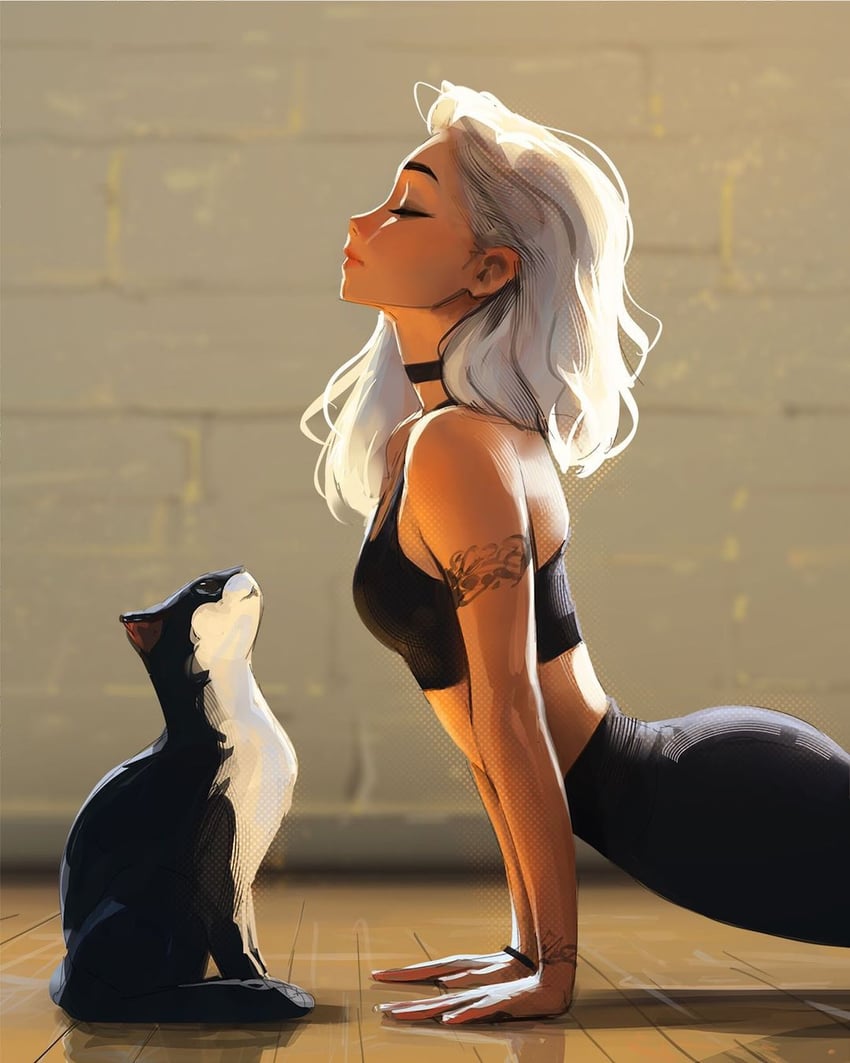 kara and bruce (original) drawn by sam_yang