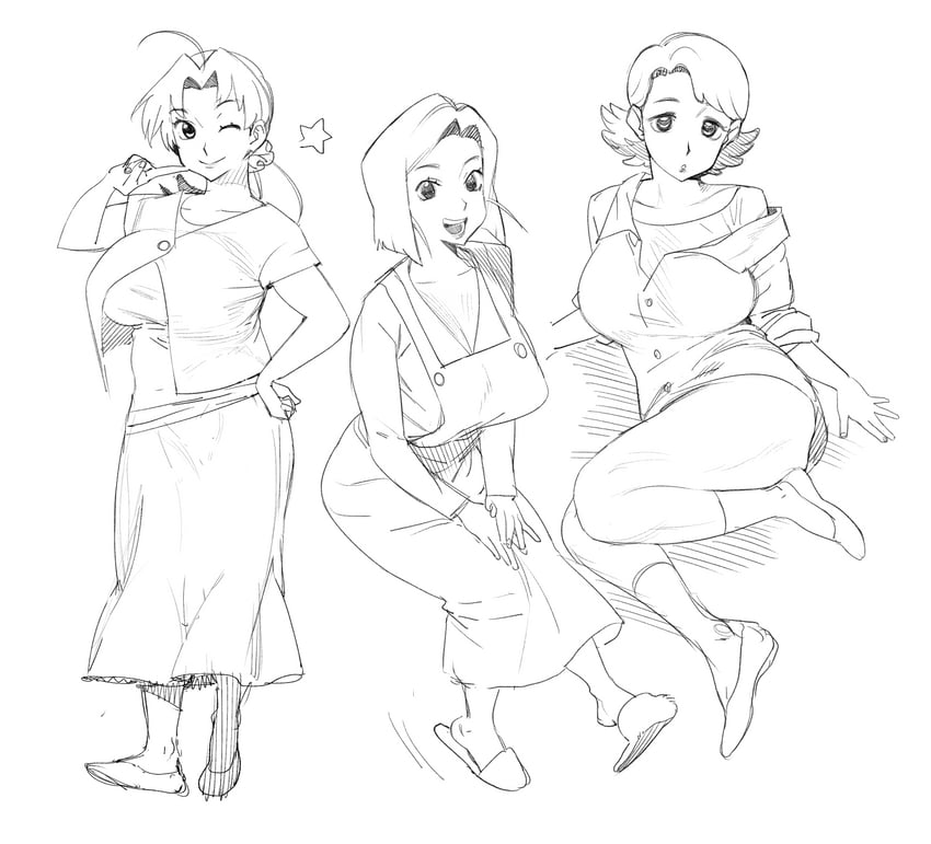 delia ketchum, tenryou chidori, and harukaze haruka (pokemon and 2 more) drawn by conto