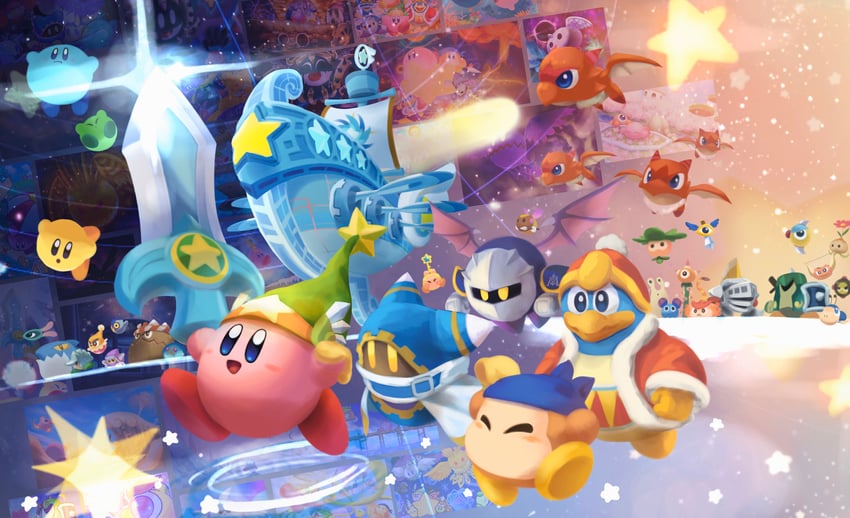 kirby, meta knight, king dedede, magolor, bandana waddle dee, and 50 more (kirby and 2 more) drawn by suyasuyabi