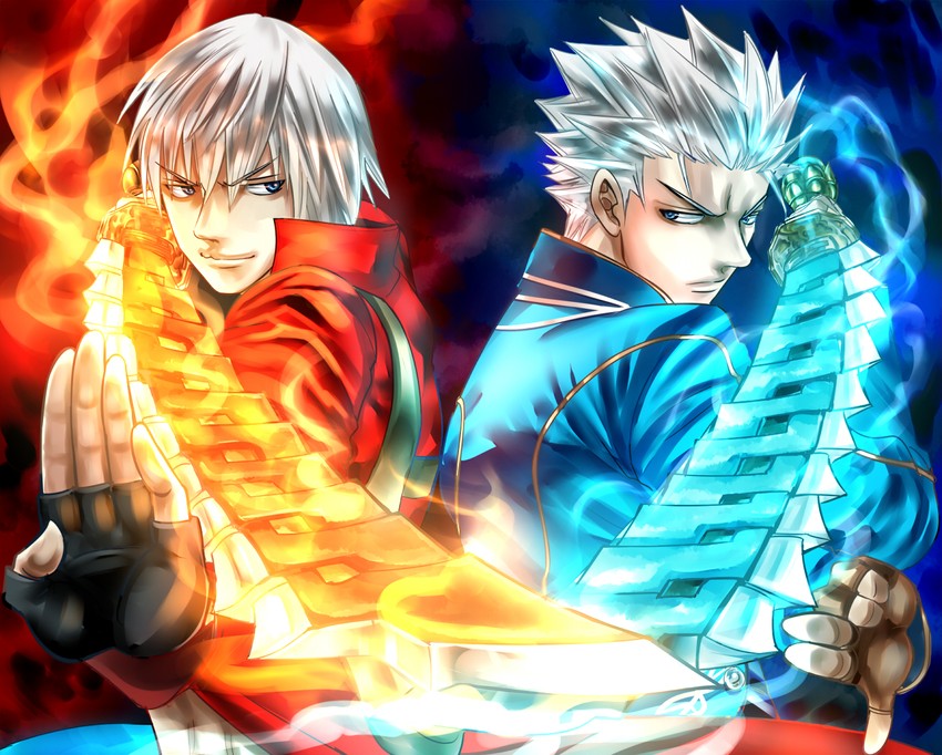 dante, vergil, rudra, and agni (devil may cry) drawn by nagare