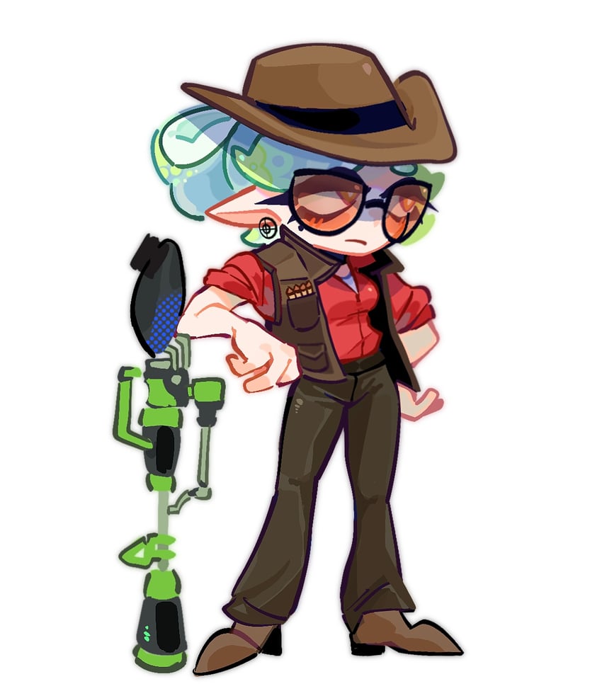 marie, sniper, and red sniper (splatoon and 1 more) drawn by almonthic
