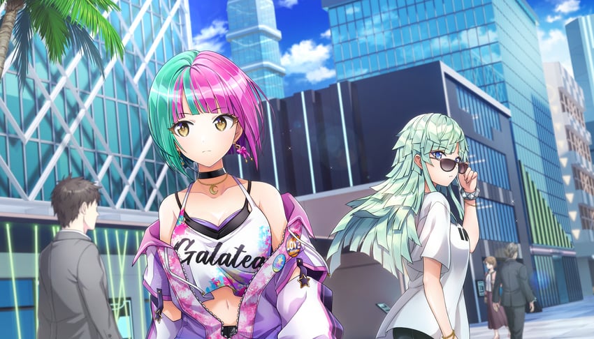 helly lewis and selena lewis (dolphin wave) drawn by ootomo_takuji