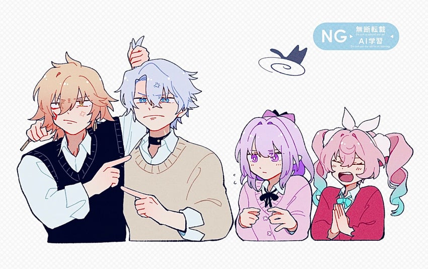 castorice, phainon, mydei, and hyacine (honkai and 1 more) drawn by umimomomomo