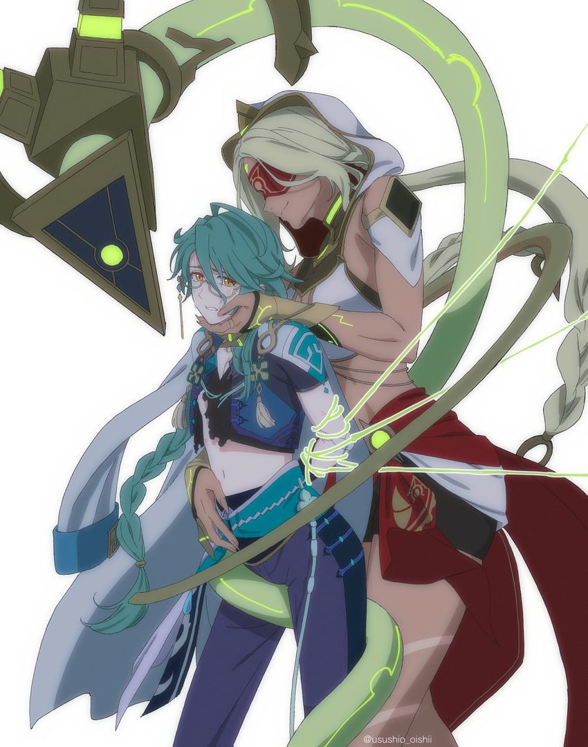 baizhu and eremite floral ring-dancer (genshin impact) drawn by usushio_oishii