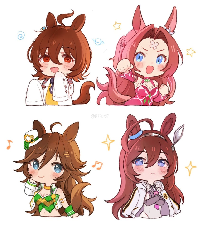 agnes tachyon, mihono bourbon, mr. c.b., and kawakami princess (umamusume) drawn by rio_(rio_067)