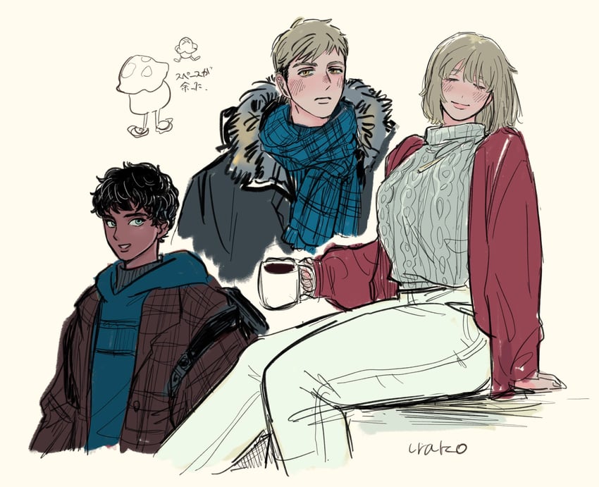 falin touden, laios touden, and kabru (dungeon meshi) drawn by urako_(iamurako)