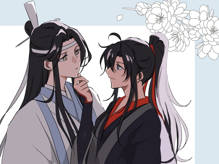 wei wuxian and lan wangji (modao zushi) drawn by parrrrrrrrko