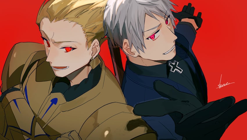 gilgamesh and prussia (fate and 2 more) drawn by kome_043