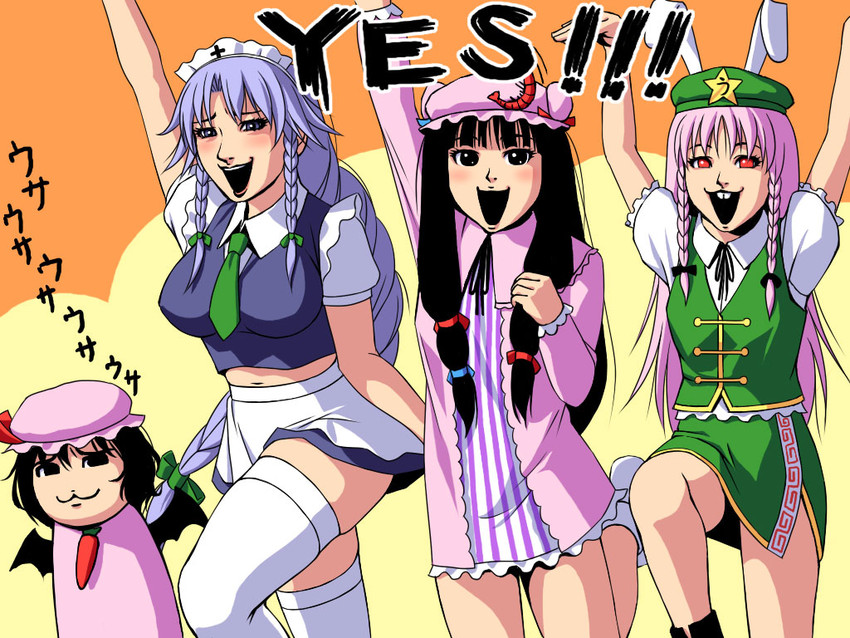 remilia scarlet, izayoi sakuya, patchouli knowledge, reisen udongein inaba, hong meiling, and 3 more (touhou) drawn by tripleeight