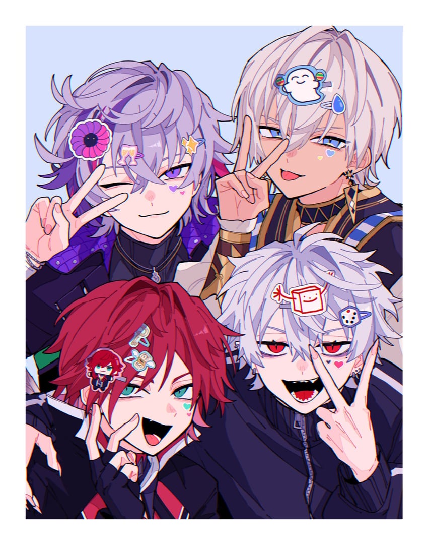 fuwa minato, kuzuha, lauren iroas, and ibrahim (nijisanji) drawn by nasi_w2