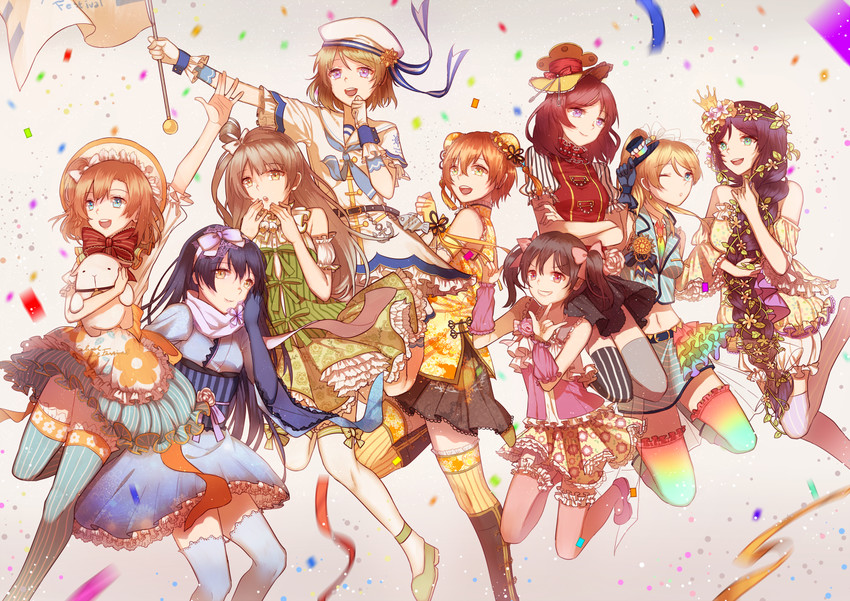 nishikino maki, tojo nozomi, sonoda umi, yazawa nico, ayase eli, and 4 more (love live! and 2 more) drawn by pikuri