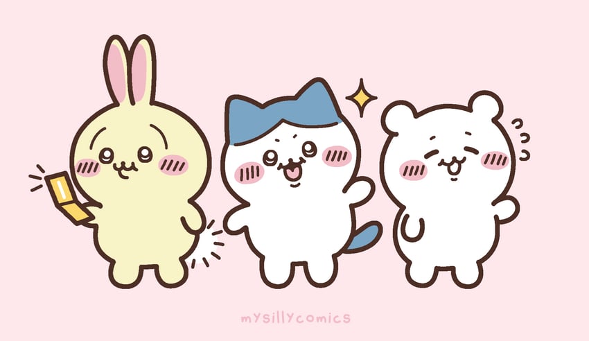 chiikawa, hachiware, and usagi (chiikawa and 1 more) drawn by claire_(mysillycomics)