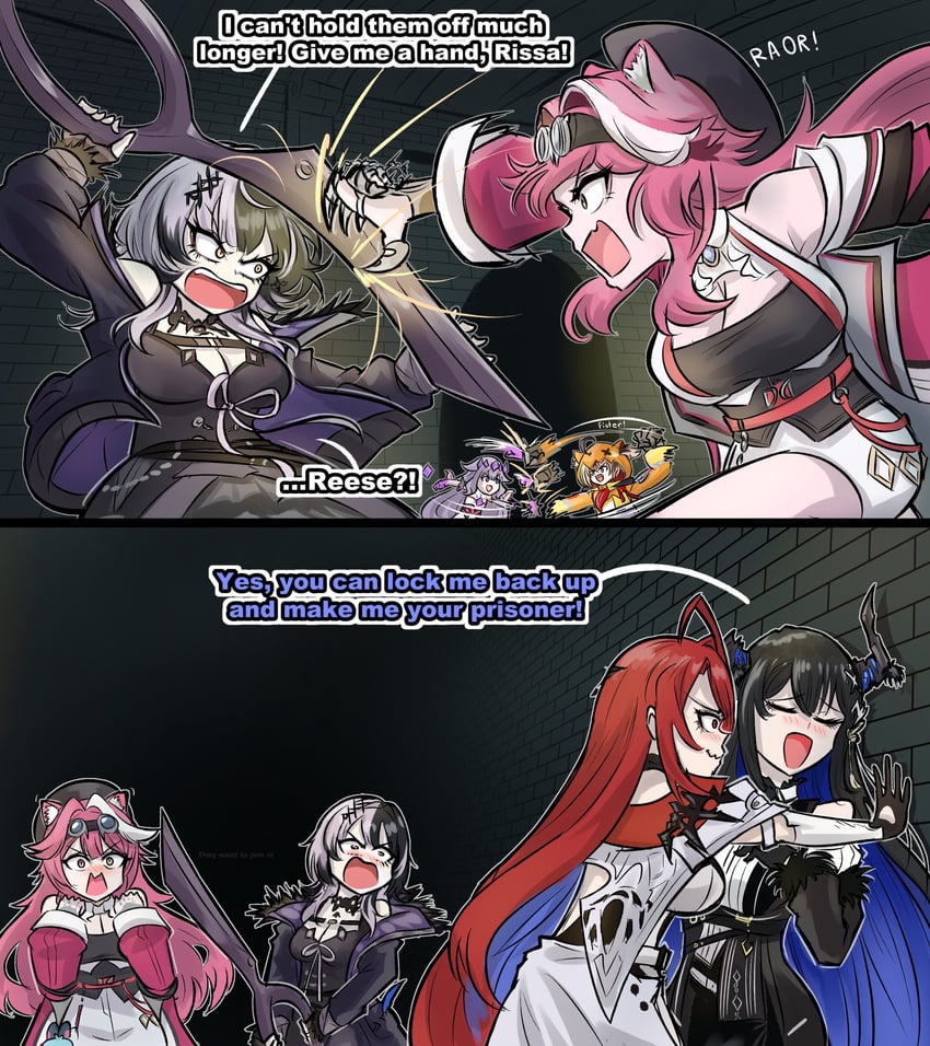 shiori novella, nerissa ravencroft, koseki bijou, raora panthera, gigi murin, and 1 more (hololive and 1 more) drawn by dunkemz