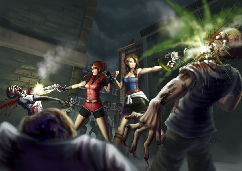 jill valentine and claire redfield (resident evil and 2 more) drawn by mario_grant