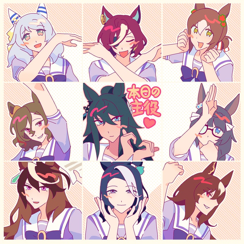 sirius symboli, fine motion, hishi miracle, mejiro ramonu, tanino gimlet, and 3 more (umamusume) drawn by gocic