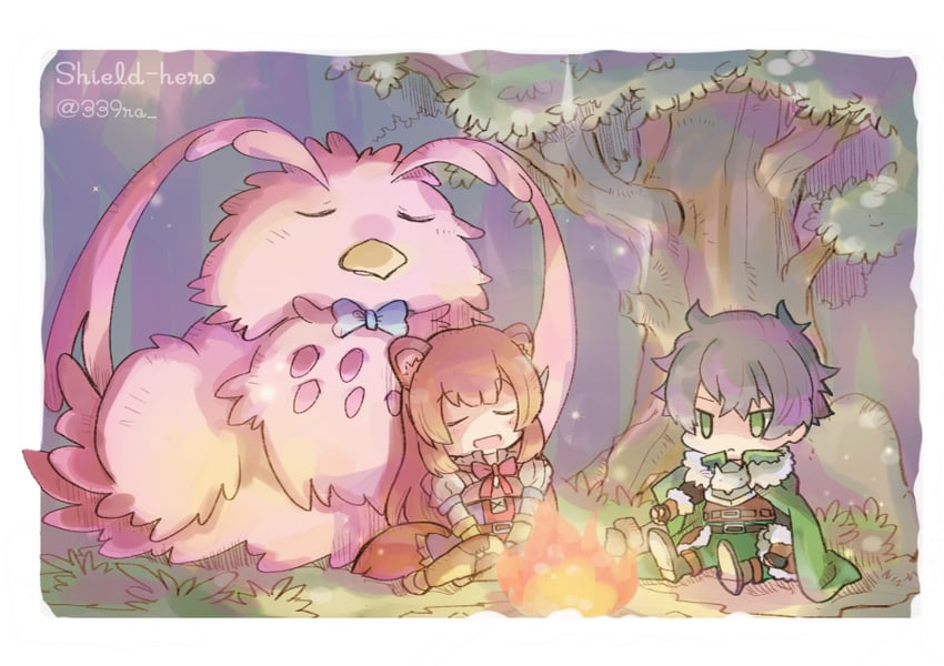 raphtalia, iwatani naofumi, and filo (tate no yuusha no nariagari) drawn by sasakura_(339ra)