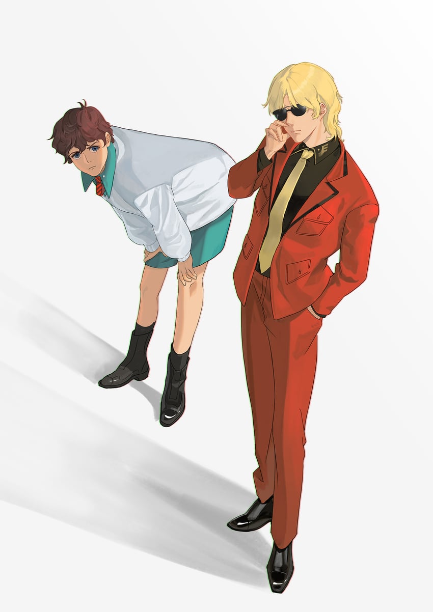 amate yuzuriha, char aznable, and amuro ray (gundam and 2 more) drawn by netube