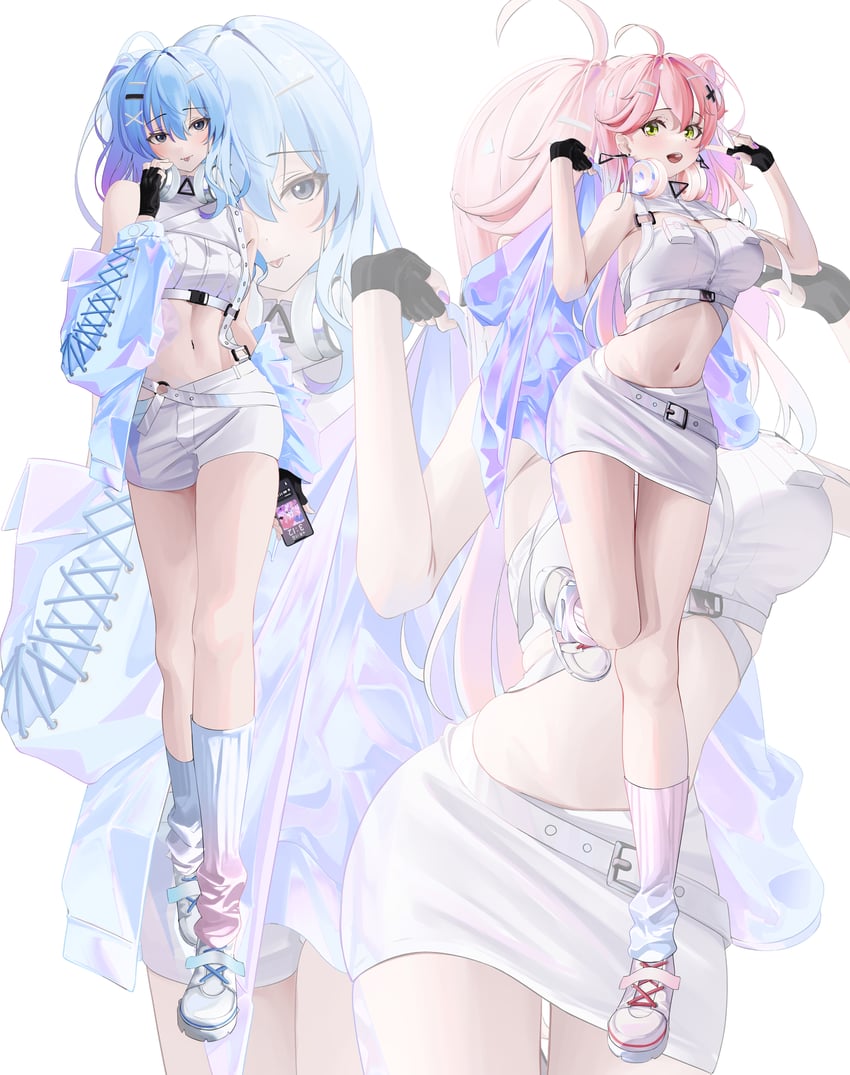 hoshimachi suisei and sakura miko (hololive and 1 more) drawn by tanishi_(hetianming11093)