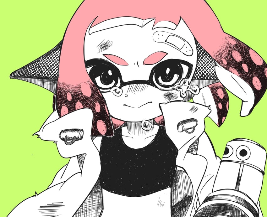 inkling player character, inkling girl, and agent 4 (splatoon) drawn by sanfish_72