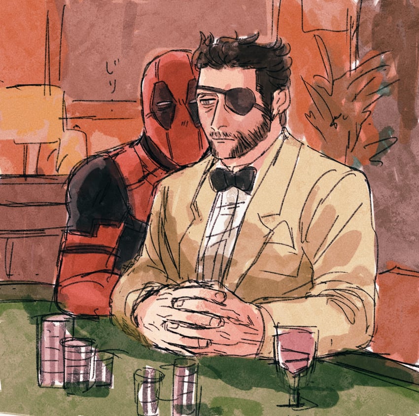 wolverine, deadpool, and patch (marvel and 4 more) drawn by yo_ko_(kkk1211mmm)