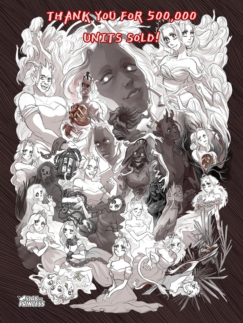 princess, the witch, the nightmare, the razor, the tower, and 17 more (slay the princess) drawn by abby_howard