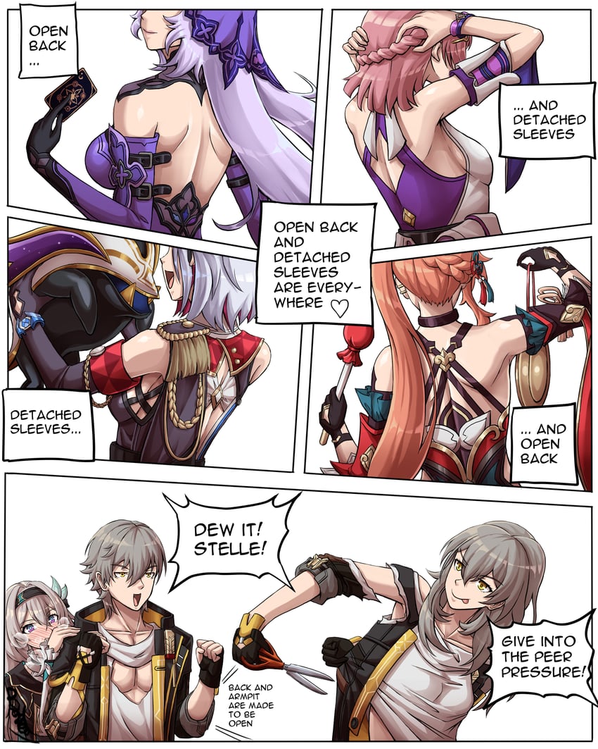 trailblazer, firefly, stelle, caelus, black swan, and 3 more (honkai and 1 more) drawn by buhbuhbored