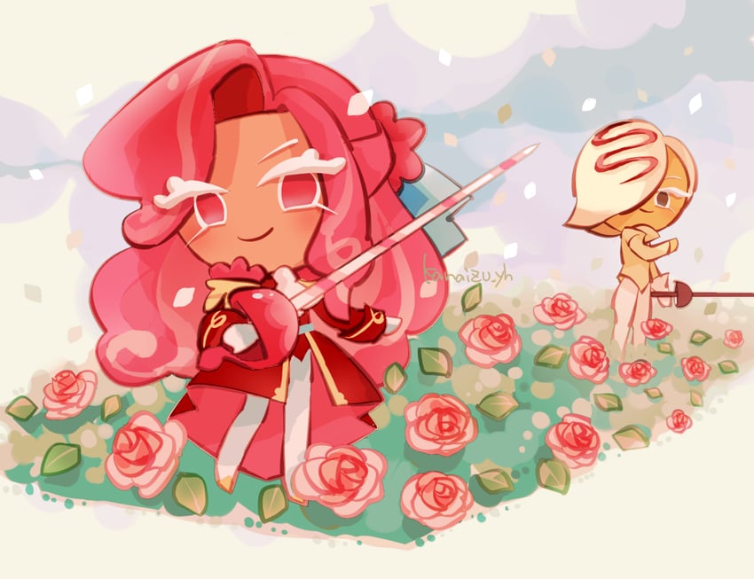 raspberry cookie and white choco cookie (cookie run and 1 more) drawn by kanaizu_yh