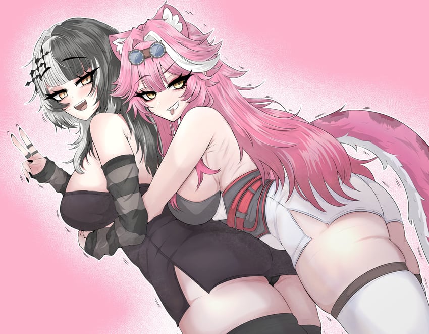 shiori novella and raora panthera (hololive and 1 more) drawn by mayoa