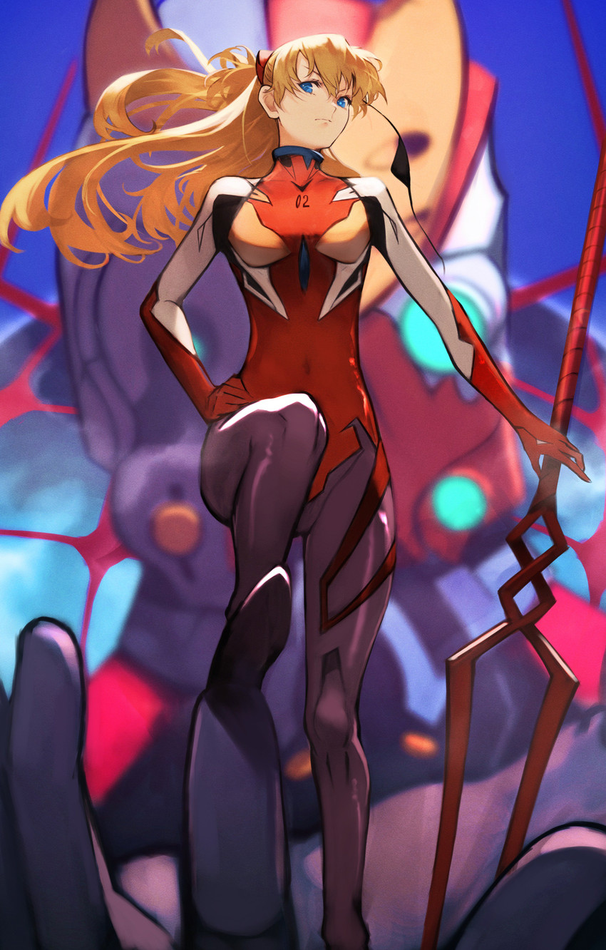 souryuu asuka langley and eva 02 (neon genesis evangelion and 2 more) drawn by yoshio_(55level)