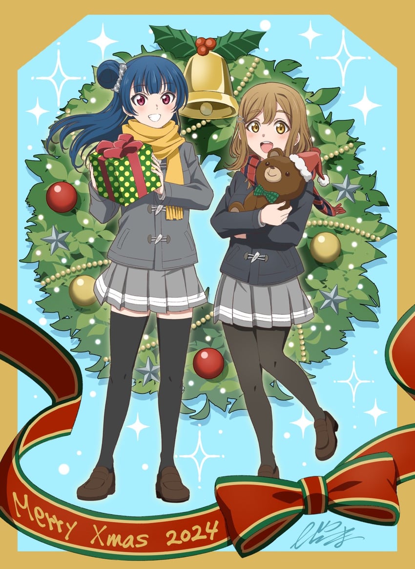 tsushima yoshiko and kunikida hanamaru (love live! and 1 more) drawn by vorupi