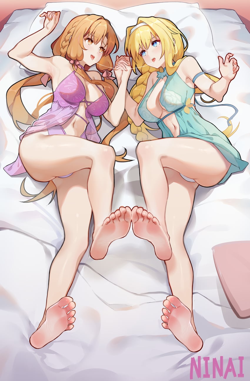 asuna and alice zuberg (sword art online and 2 more) drawn by ninai