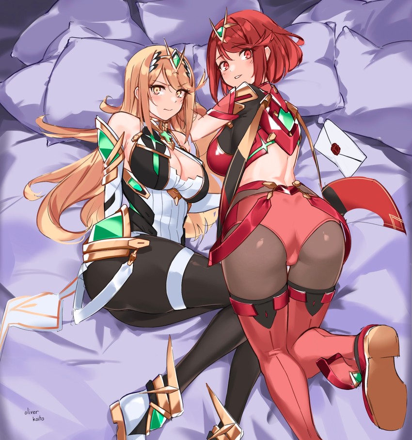 pyra and mythra (xenoblade chronicles and 2 more) drawn by oliver_koito