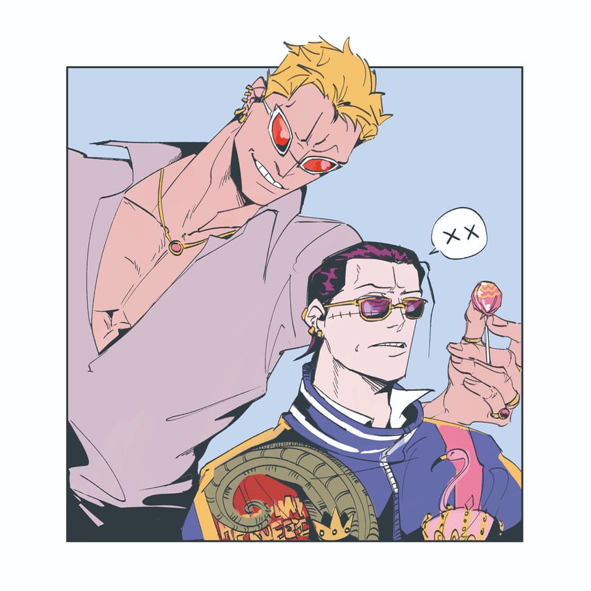 donquixote doflamingo and crocodile (one piece) drawn by coxo_9