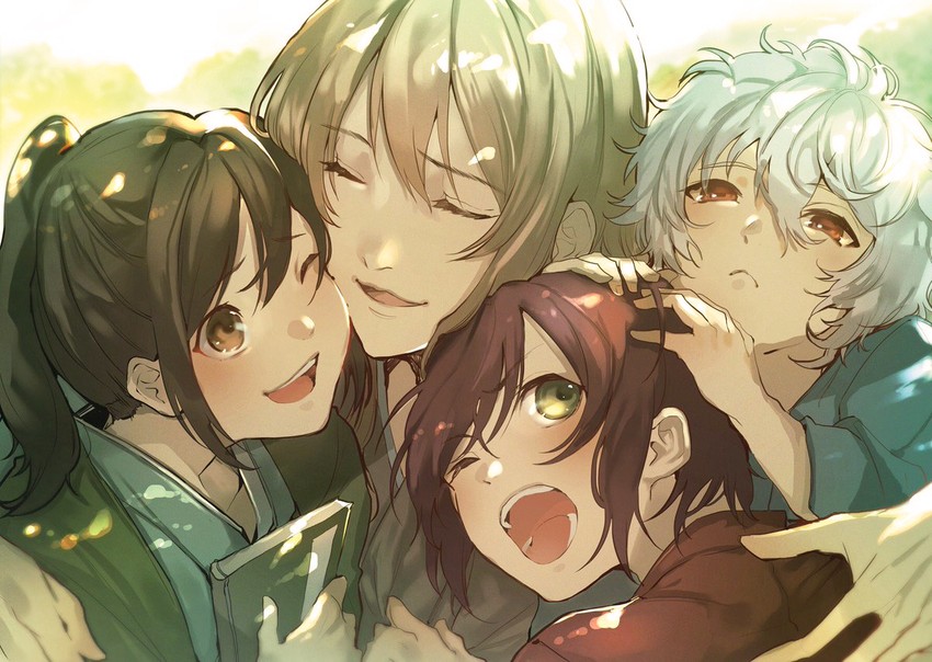 sakata gintoki, takasugi shinsuke, katsura kotarou, and yoshida shouyou (gintama) drawn by riz3