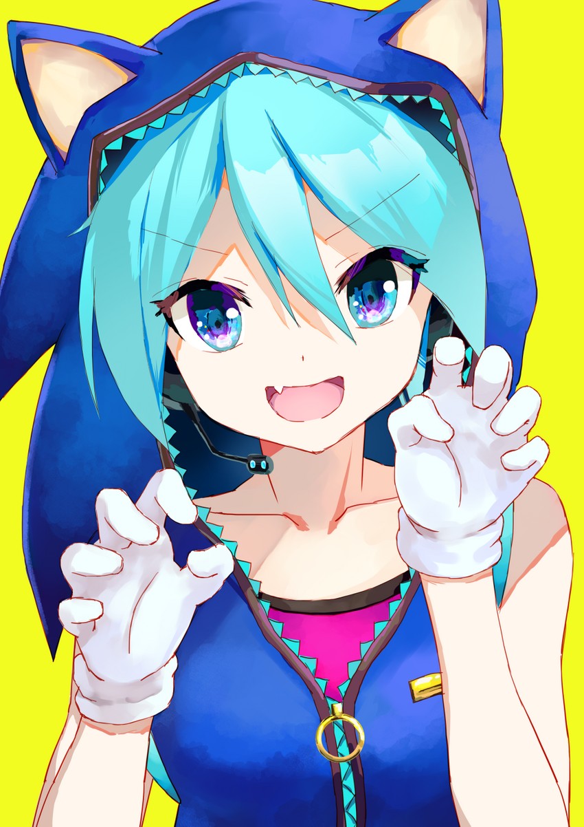 hatsune miku and sonic the hedgehog (vocaloid and 3 more) drawn by takepon1123