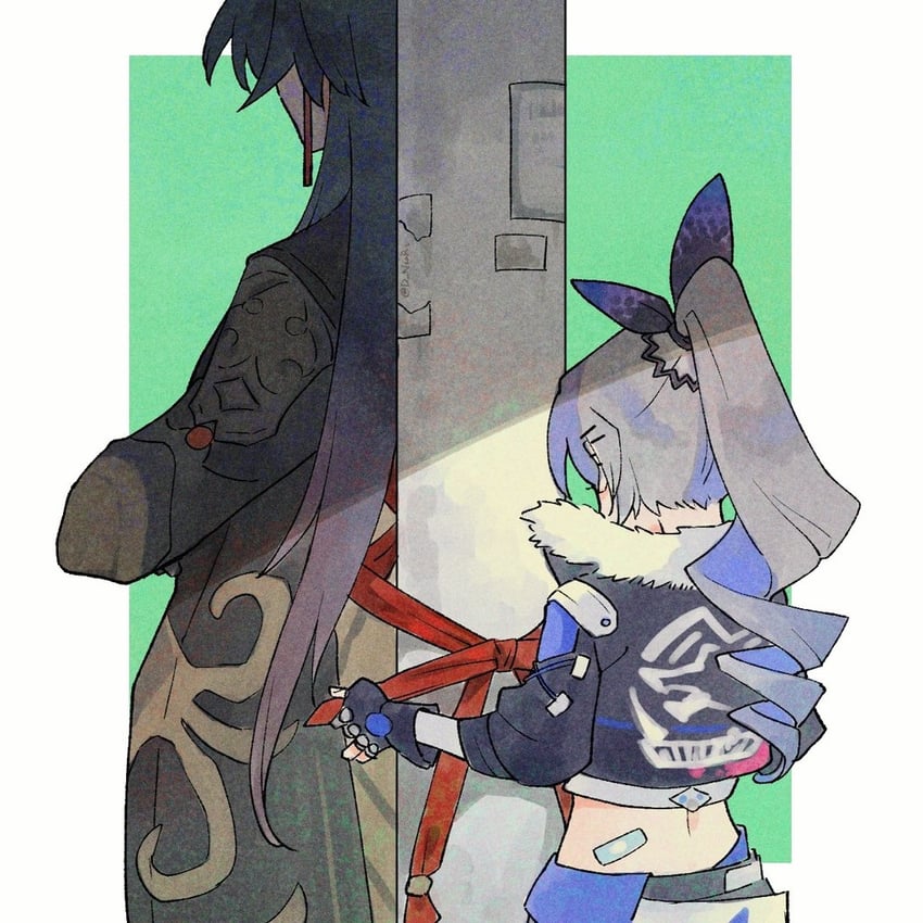 silver wolf and blade (honkai and 1 more) drawn by nears
