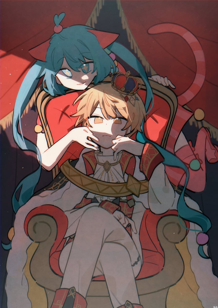 hatsune miku, tenma tsukasa, and wonderlands x showtime miku (vocaloid and 1 more) drawn by ria_liaa