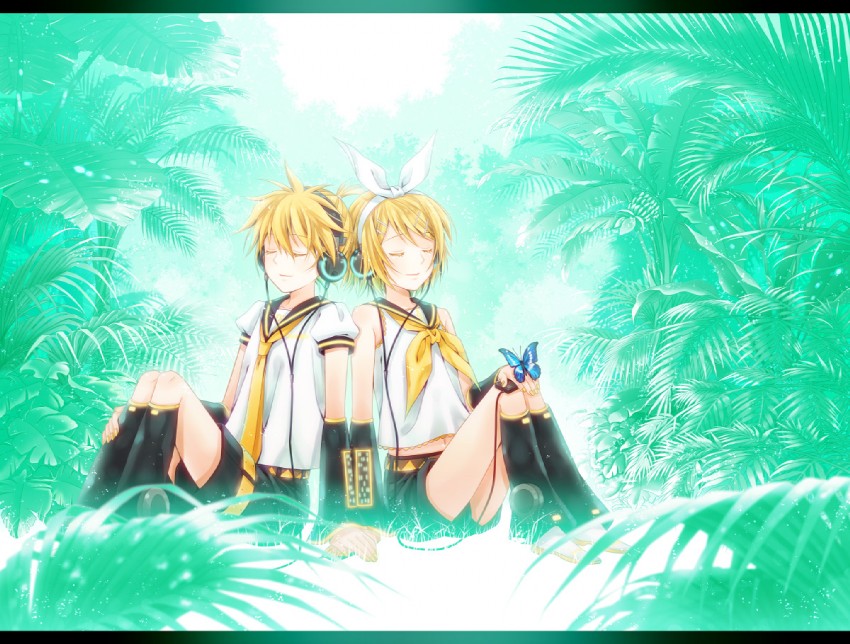 kagamine rin and kagamine len (vocaloid) drawn by yuuno_(yukioka)